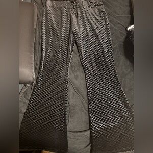 Black Patterned Flare Pants